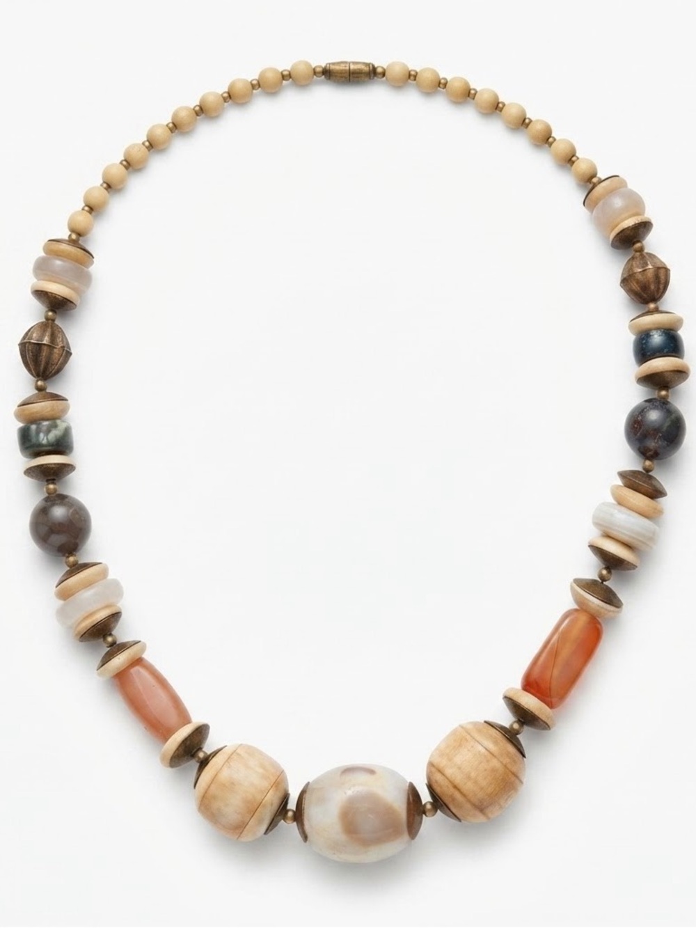 Vintage Boho Chunky Agate Carnelian & Natural Semi Precious Necklace Gemstone